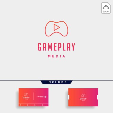 play button oyun logosu konsept tasarım vektör illüstrasyon simgesi eleman