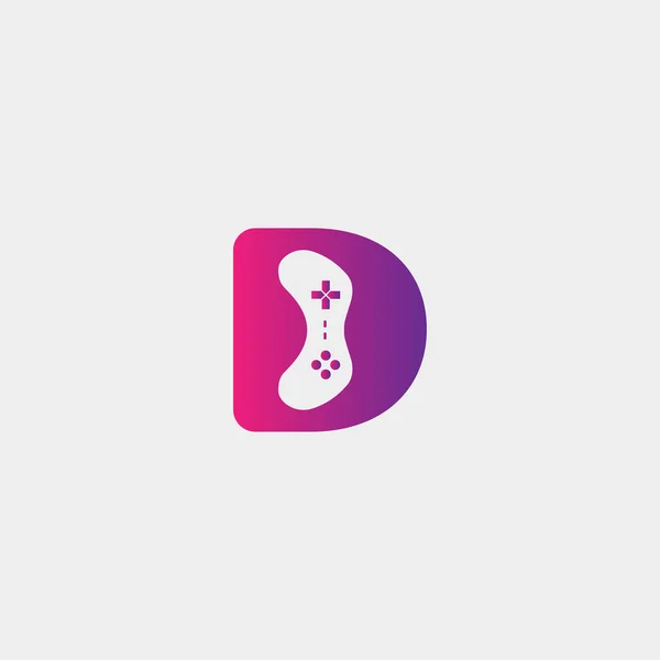 Mektup d oyun logosu tasarım şablon vektör illüstrasyon, gamepad simgesi elemanı — Stok Vektör