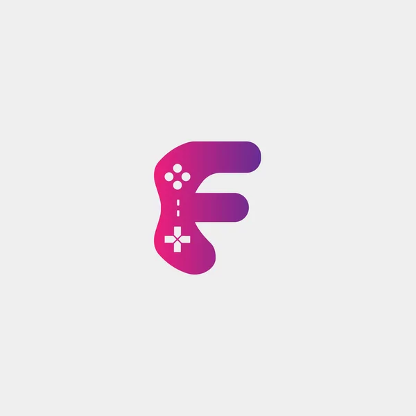 Letter f spel logo ontwerpsjabloon vector illustratie, gamepad pictogram element — Stockvector