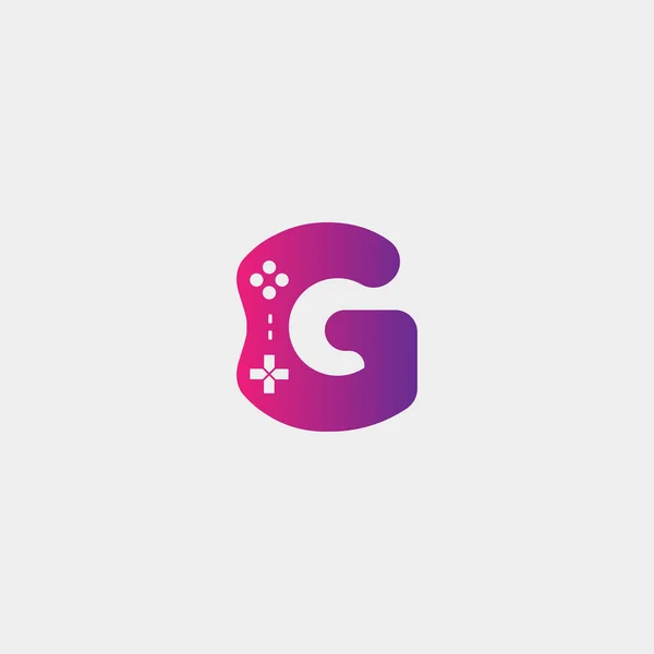 Brief g spiel logo design vorlage vektor illustration, gamepad symbol element — Stockvektor