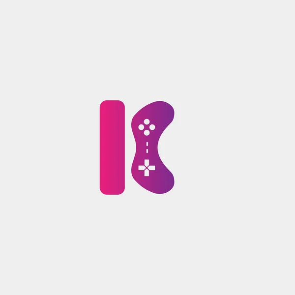 文字k ameロゴデザインテンプレートベクトルイラスト、ゲームパッドアイコン要素 — ストックベクタ
