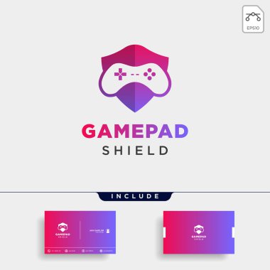 oyun kalkanı logo tasarım şablonvektör illüstrasyon simgesi öğesi