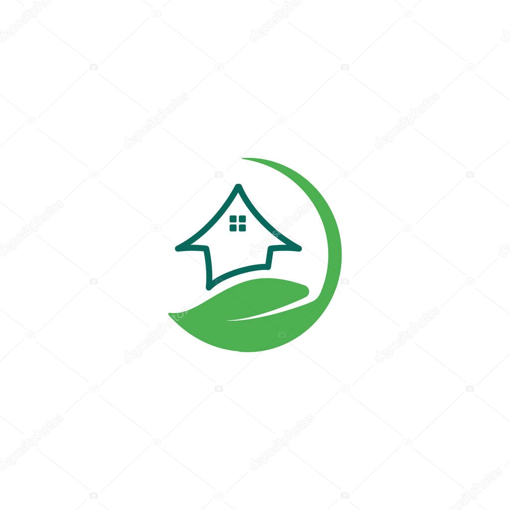 Home leaf logo design vector illustration icon element - vector