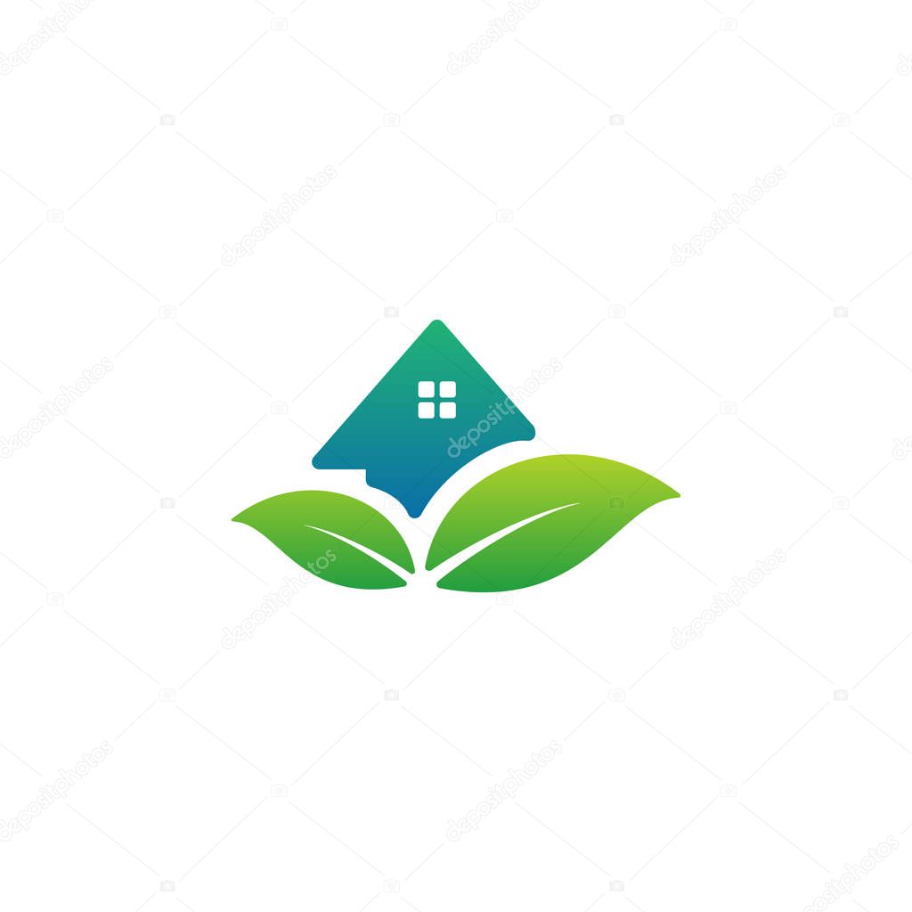 Home leaf logo design vector illustration icon element - vector