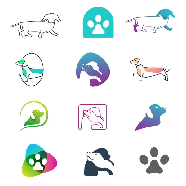 Dog Logo Line design concept vector icon element isolated — Stock Vector