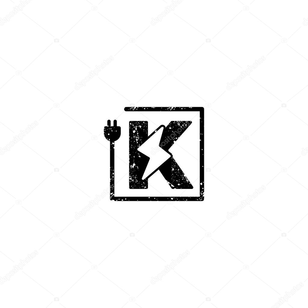 Flash logo initial k symbol electrical vector icon element isolated - vector