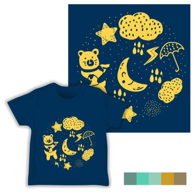 yağmurlu çocuksu dikişsiz desen vektör illüstrasyon