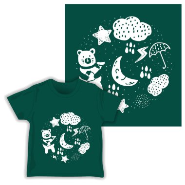 yağmurlu çocuksu dikişsiz desen vektör illüstrasyon