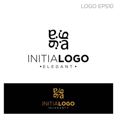 monogram initial a, aa logo template black color vector illustration clipart