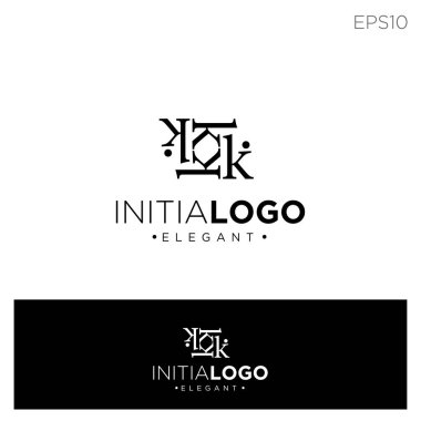 monogram ilk k, kk, k logo şablonu siyah renk vektör illüstrasyon