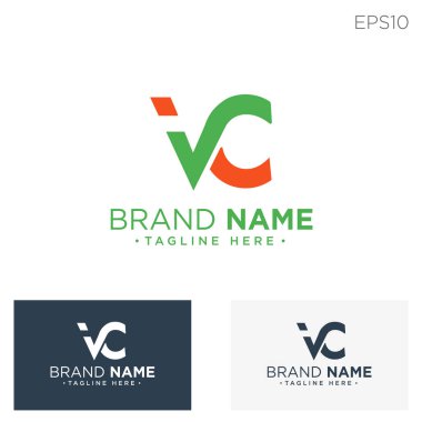 monogram ilk vc, vc, vc logo şablonu siyah renk vektör illüstrasyon