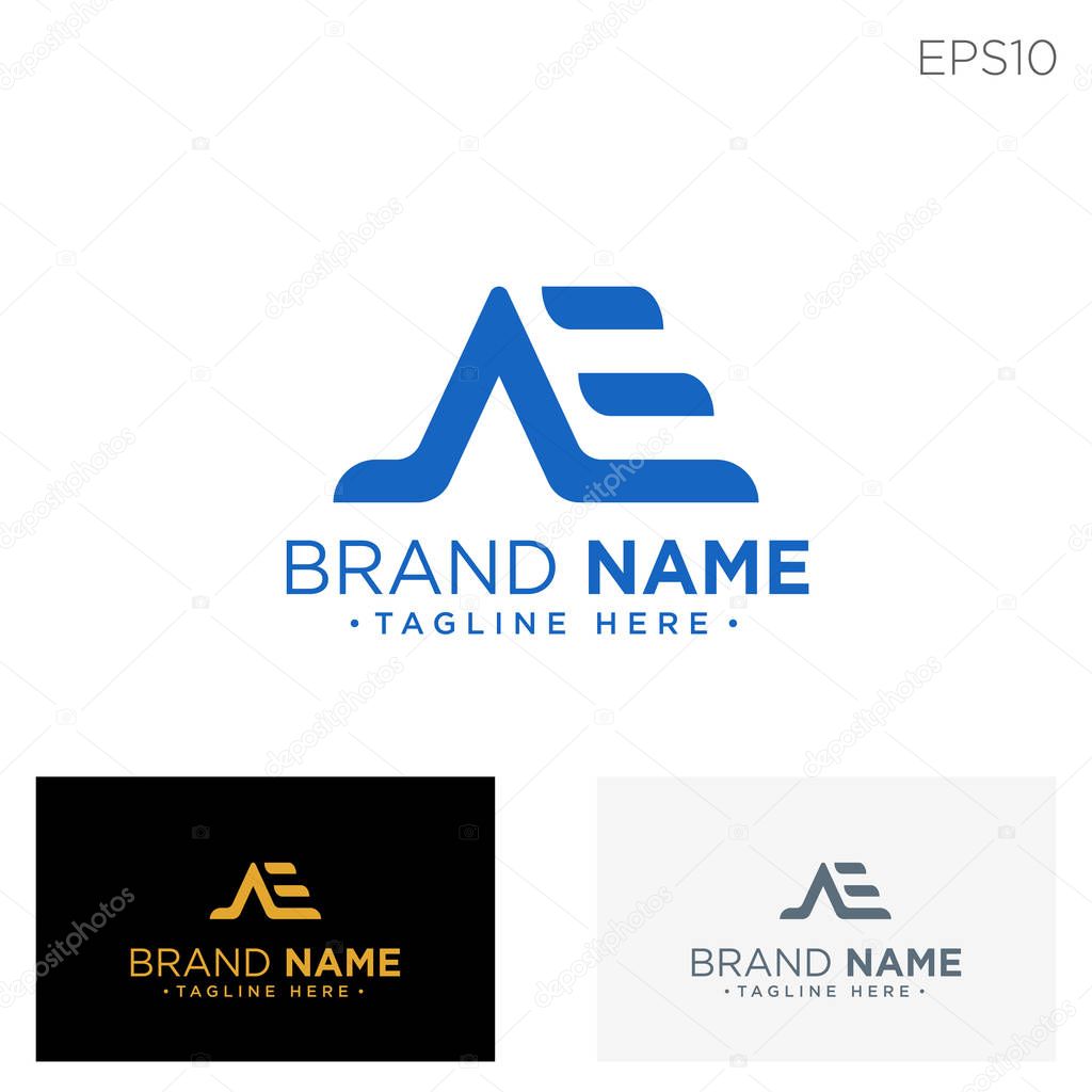 Monogram initial ae, ae logo template black color vector illustration - vector
