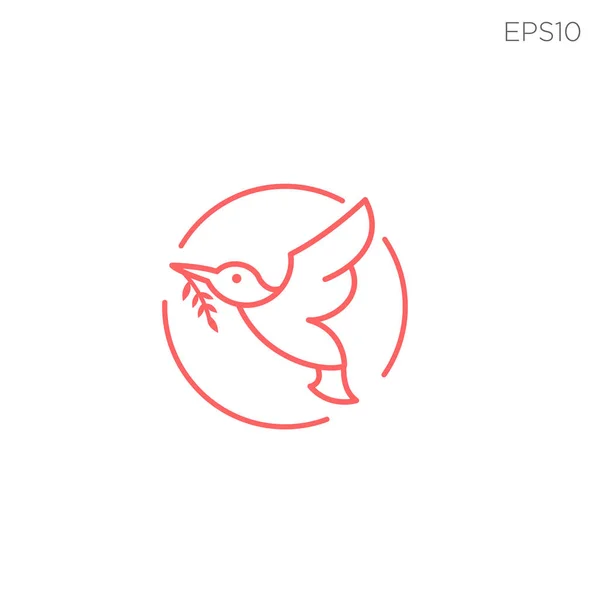 Гумминг птица логотип линии природы векторный элемент иллюстрации значка — стоковый вектор