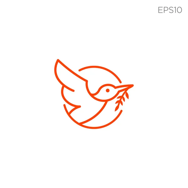 Humming oiseau logo ligne nature vecteur icône illustration élément — Image vectorielle