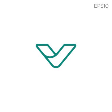 monogram ilk v, vv logo şablonu siyah renk vektör illüstrasyon