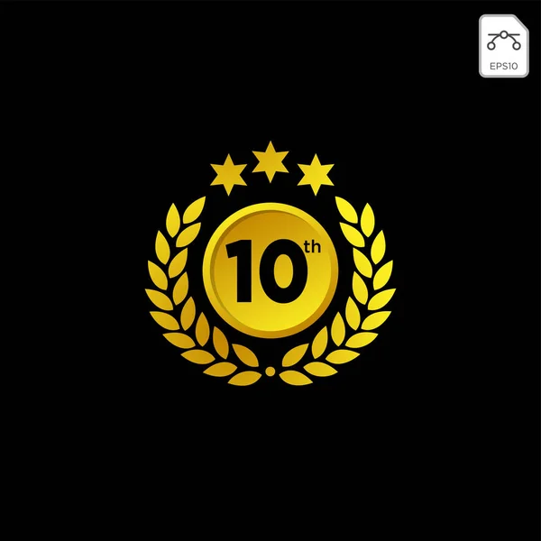 Emblema anniversario 1-99 oro lusso vettore decorazione illustrazione — Vettoriale Stock