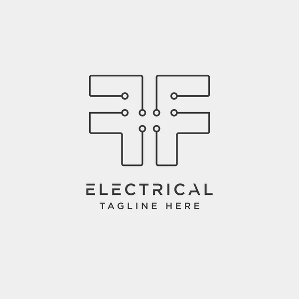 Σύνδεση ή ηλεκτρική f σχέδιο λογότυπο διάνυσμα στοιχείο εικονίδιο απομονωμένη — Διανυσματικό Αρχείο