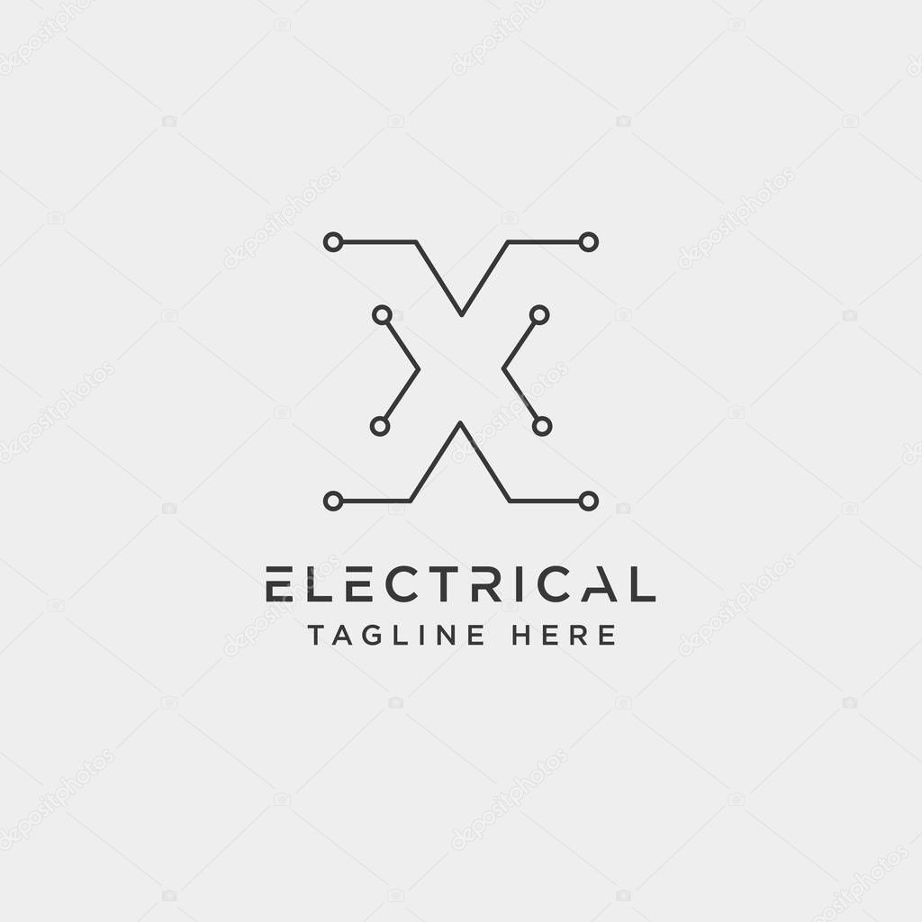 Connect or electrical x logo design vector icon element isolated - vector