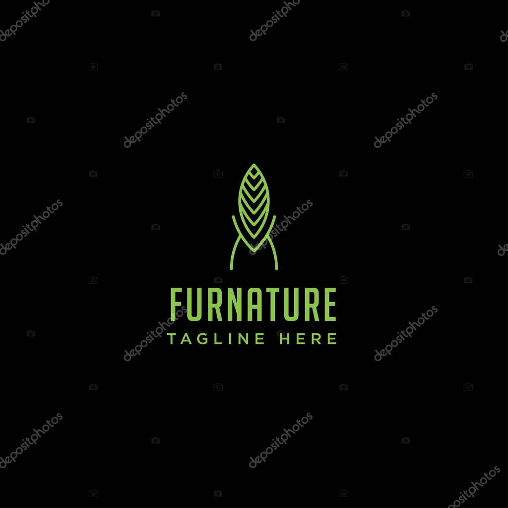 Chair nature logo design with green color vector icon element isolated