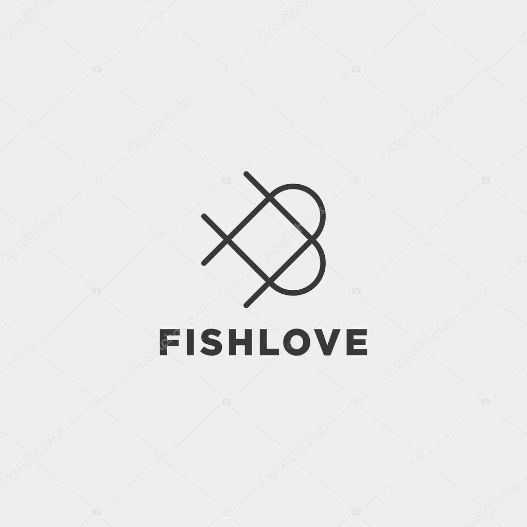 Love fish logo design vector icon element