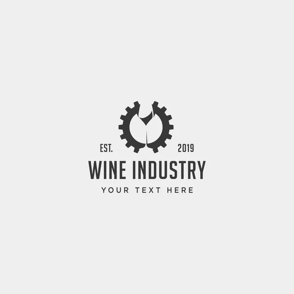 Wine gear logo design alcohol factory vector icon element — Stock Vector