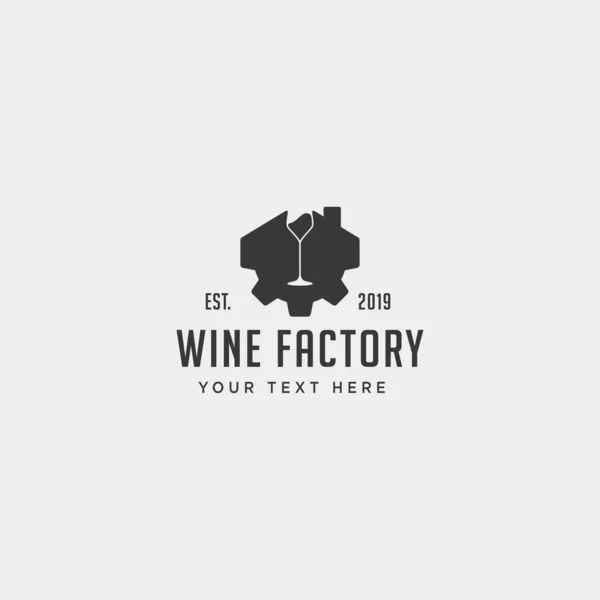 Wine gear logo design alcohol factory vector icon element — Stock Vector