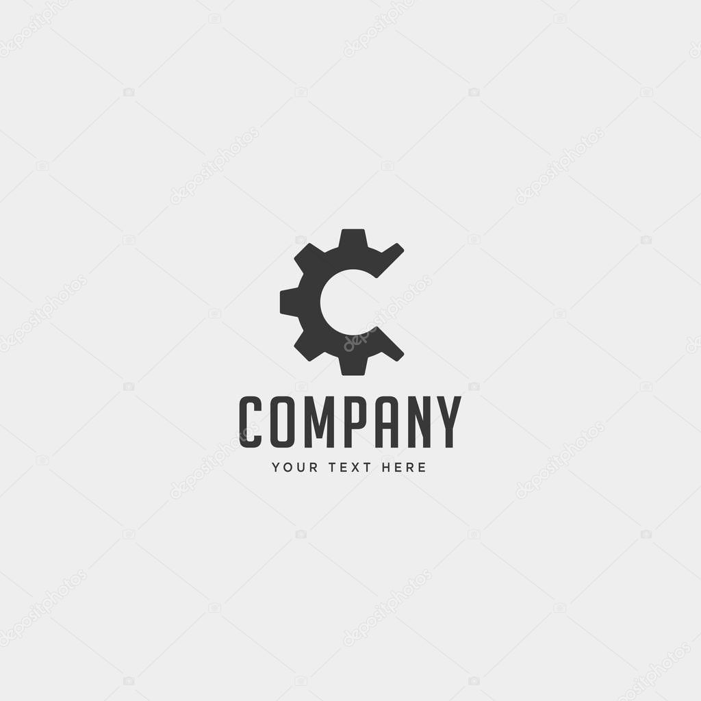 Gear c logo engineering factory vector icon element isolated
