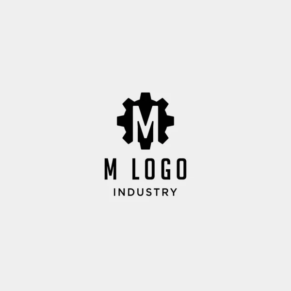 Ручной станок логотип начальный м промышленности векторный дизайн изолирован — стоковый вектор
