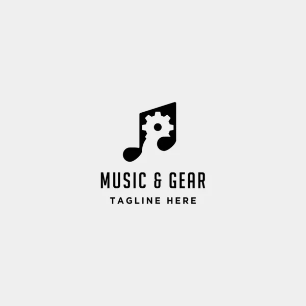 Μουσικό γρανάζι λογότυπο σχεδιασμός στούντιο ακουστικά μικρόφωνο Κάση διάνυσμα μονολινο εικονίδιο — Διανυσματικό Αρχείο