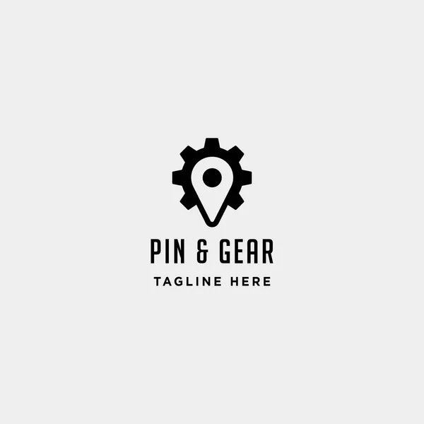 PIN Gear λογότυπο διάνυσμα πλοηγό απλό εικονίδιο συμβόλου σύμβολο απομονωμένη — Διανυσματικό Αρχείο