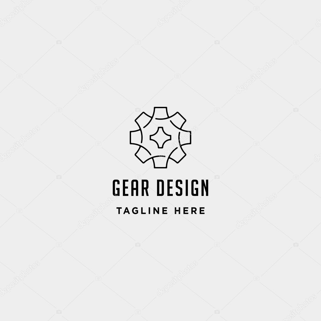 gear logo vector line icon industry initial g symbol sign isolated