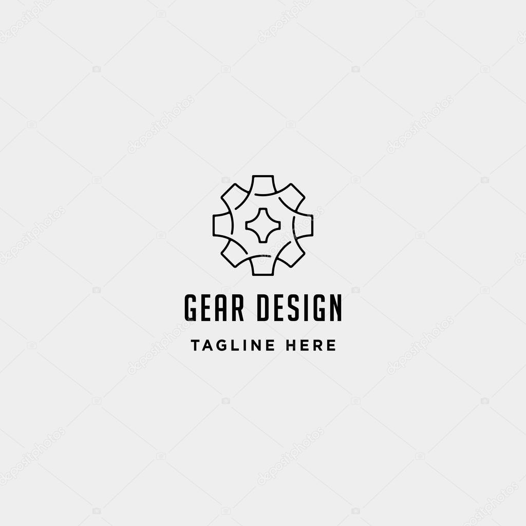 Gear logo vector line icon industry initial g symbol sign illustration isolated