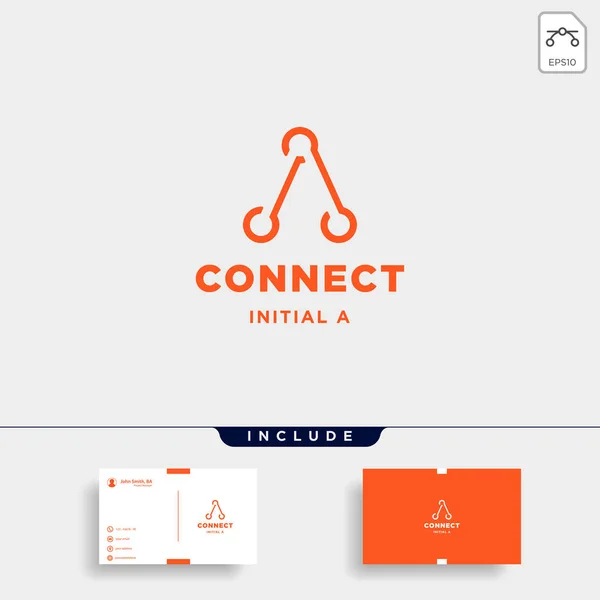 Initial a connection logo design technology symbol icon — Stock Vector