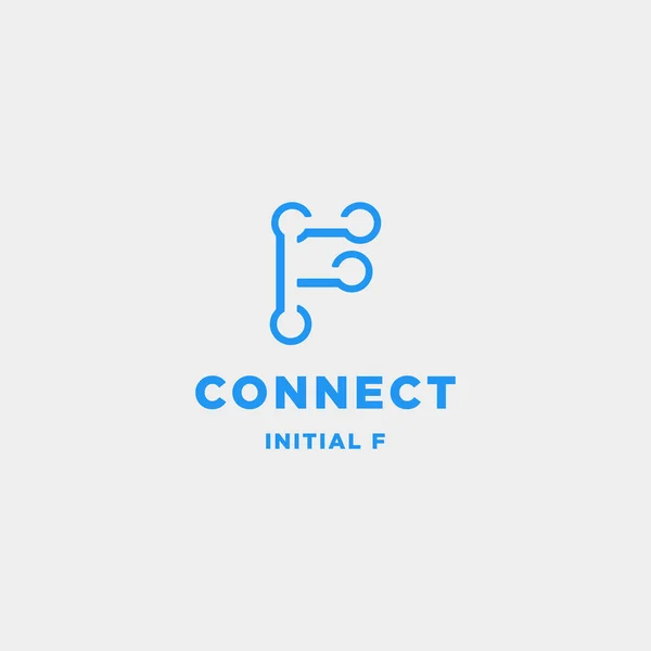 Inicial f conexión logo diseño tecnología símbolo icono — Vector de stock