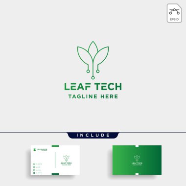 yaprak yeşil teknoloji logosu tasarım doğa teknoloji sembol simgesi
