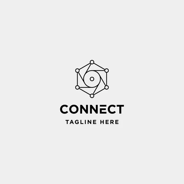 Разработка логотипа шестиугольника векторной камеры иконка интернет-символа — стоковый вектор