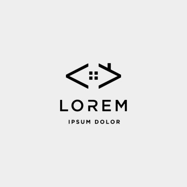 Ev kodu logo tasarım vektör ofis coder sembolü