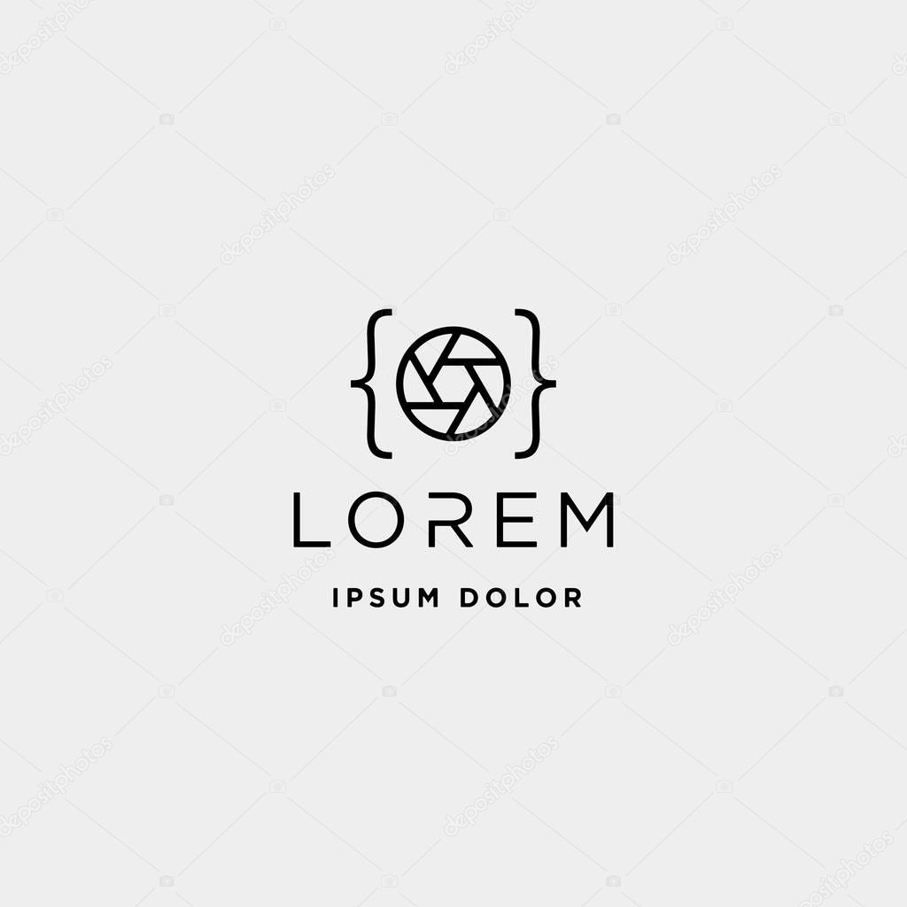Photo code logo design camera coding simple line vector