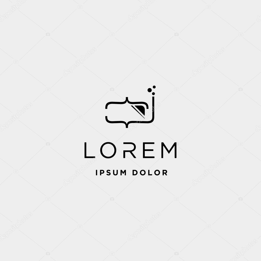 Dive code logo design deep coding technology simple line vector