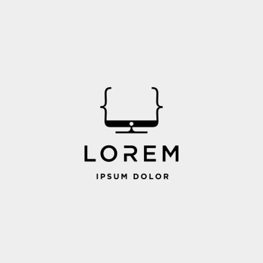 kodlama monitör logo tasarım vector Lineart şablon