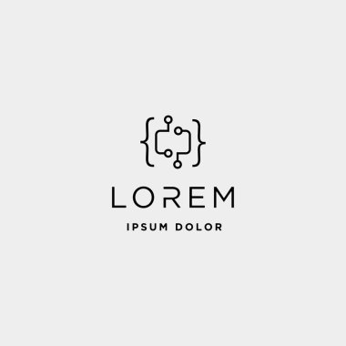 Dijital logo tasarım şablon vektör Lineart kodlama