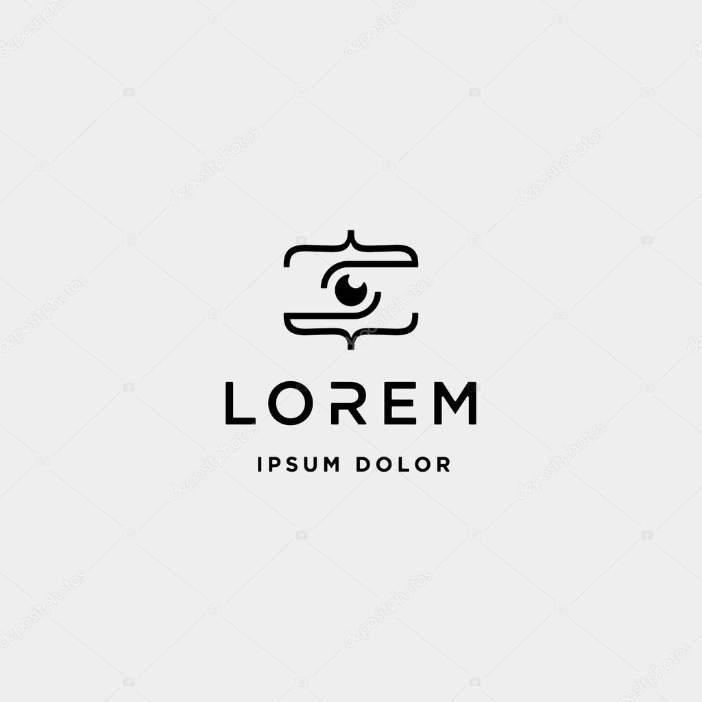 Photo code logo design camera coding simple line vector