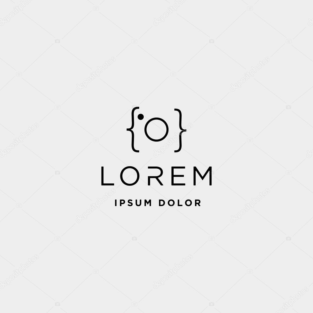 Photo code logo design camera coding simple line vector