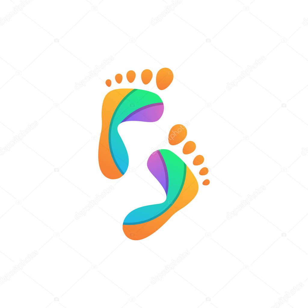 Foot logo design vector abstract colorful symbol