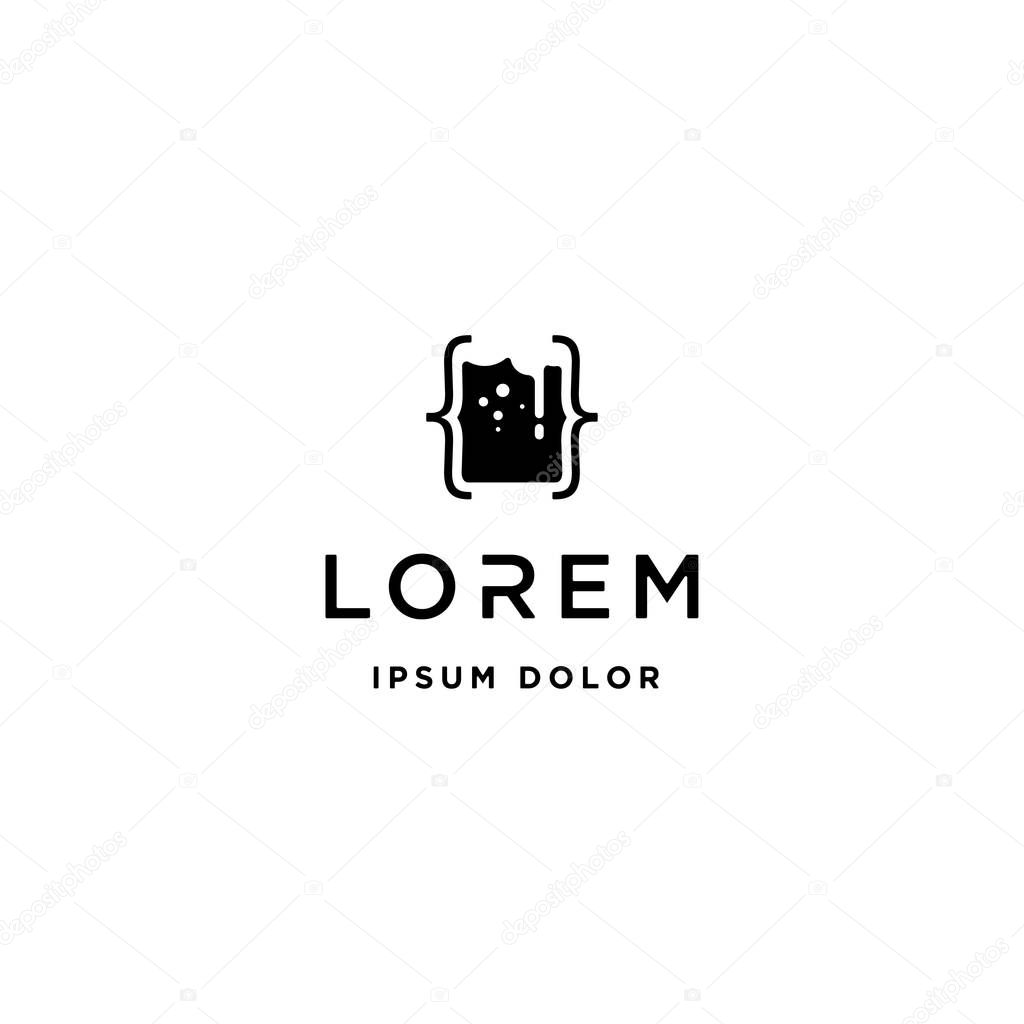 Beer code logo design bar coding simple line vector