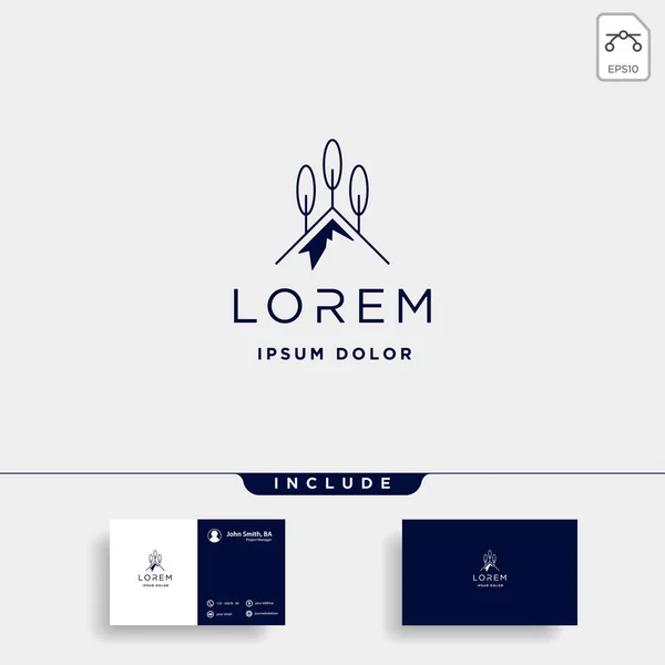 Logotipo da montanha Símbolo de paisagem de design de linha vetorial —  Vetores de Stock