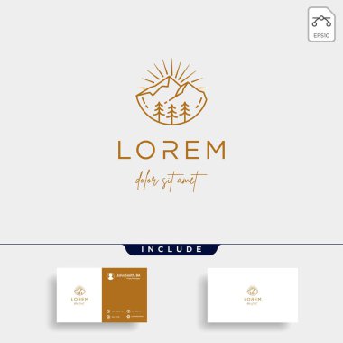 Dağ Logo Vektör çizgi tasarım manzara sembolü