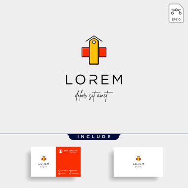 ev çapraz logo tasarım vektör izole simgesi