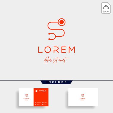 stetoskop s harf logo vektör tasarım simgesi