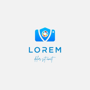 Kamera Kalkanı Logo Şablonvektör Tasarım İşareti